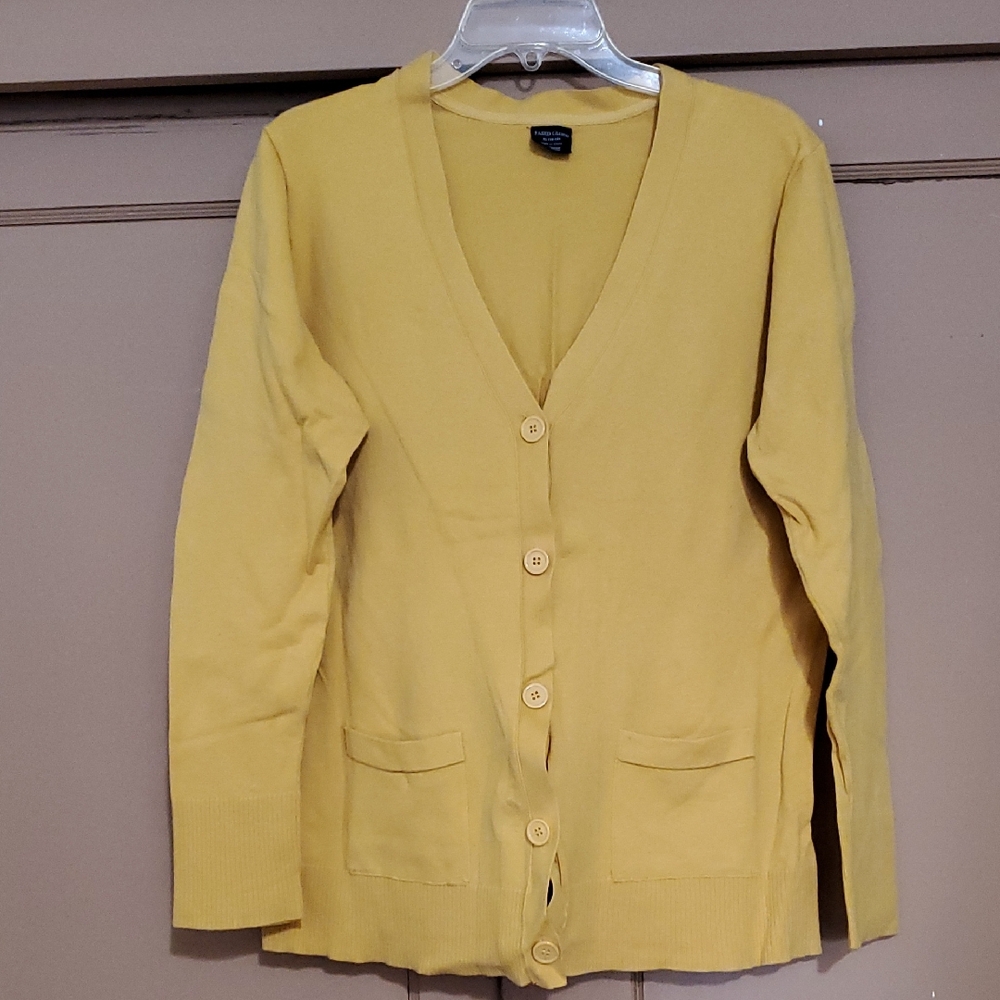 Faded Glory Mustard Button-Up Cardigan